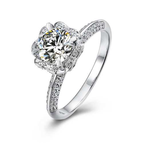 Classic Luxury Ring Moissanite Jewelry Four Prong Diamond Set in 925 Pure Silver Square Holder With Good Quality
